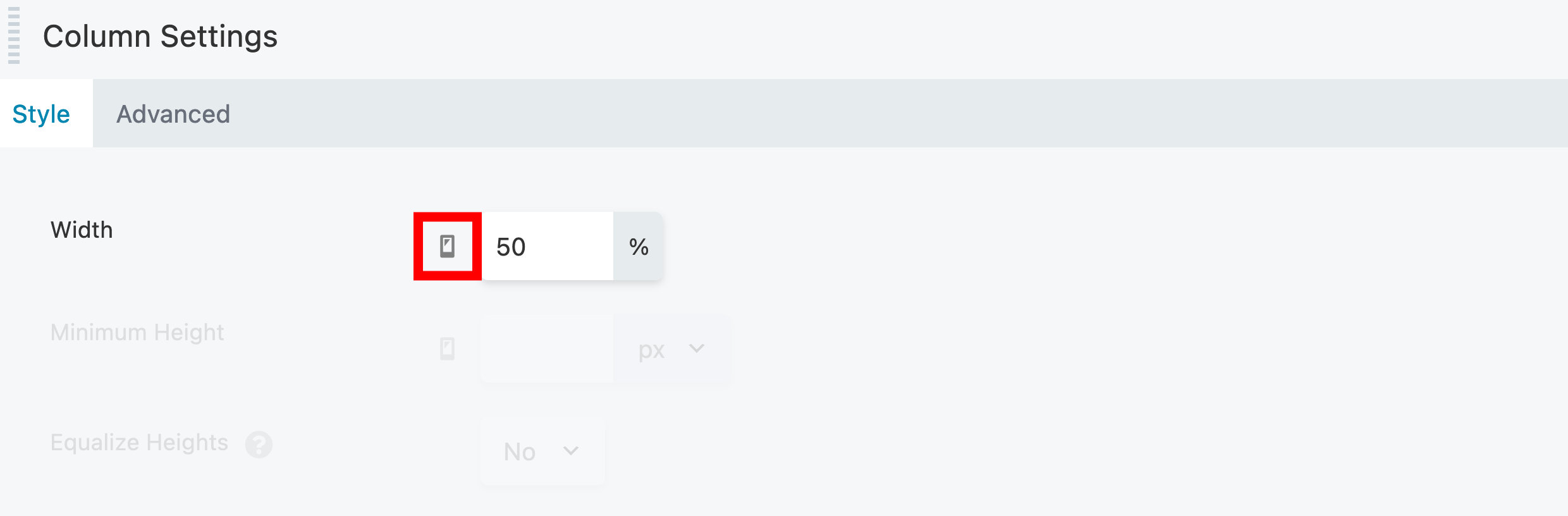 Use the Responsive Toggle to set a custom width for small devices