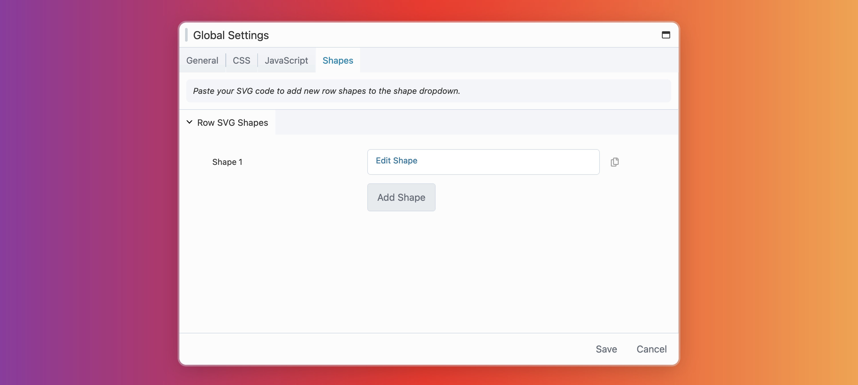 Enable or disable Custom Row Shapes