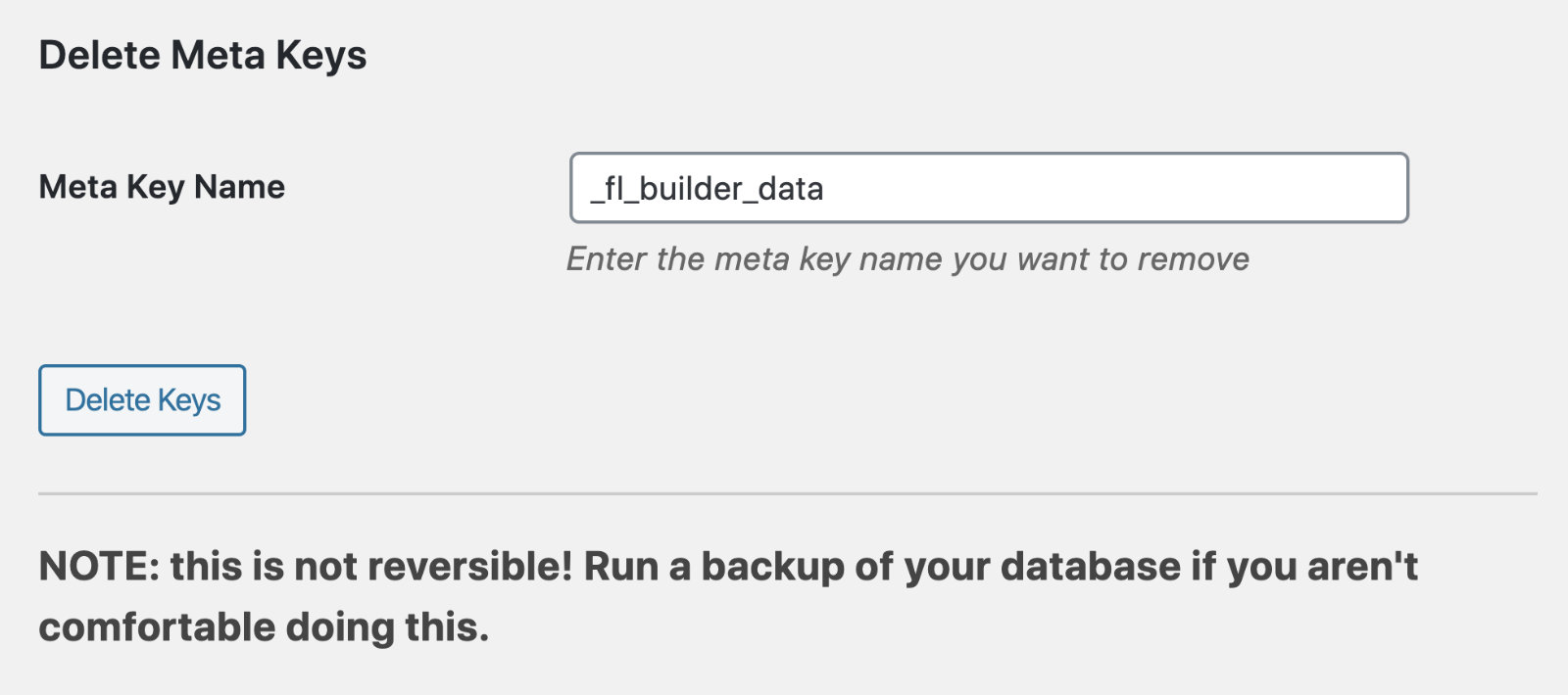 Delete meta keys