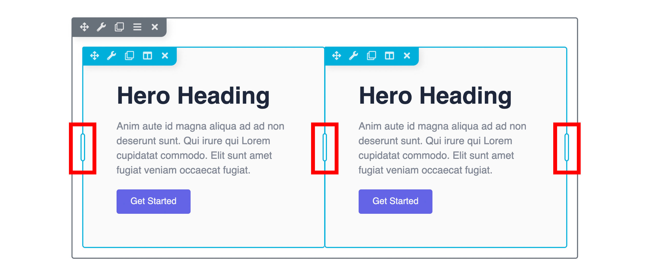 Resize rows and columns using the drag-handles